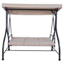Load image into Gallery viewer, 3 Seats Converting Outdoor Swing Canopy Hammock w/ Adjustable Tilt Canopy-Beige
