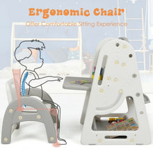 Load image into Gallery viewer, 2 in 1 Kids Easel Desk Chair Set Book Rack Adjustable Art Painting Board-Gray
