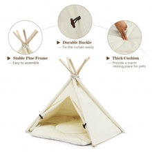 Load image into Gallery viewer, Indoor Pet Teepee Dog Puppy Cat Bed Portable Canvas Tent and House with Cushion
