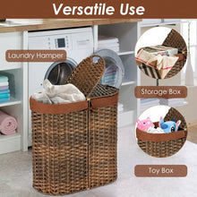 Load image into Gallery viewer, Handwoven Laundry Hamper Basket with 2 Removable Liner Bags-Brown
