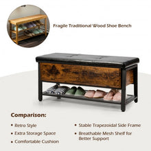 Load image into Gallery viewer, Industrial Storage Shoe Bench with Two Divided Space
