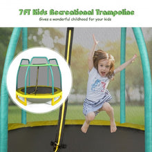 Load image into Gallery viewer, 7FT Kids Trampoline W/ Safety Enclosure Net-Green
