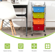 Load image into Gallery viewer, 4-Drawer Cart Storage Bin Organizer Rolling with Plastic Drawers-Multicolor

