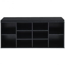 Load image into Gallery viewer, 10-Cube Organizer  Entryway Padded Shoe Storage Bench-Black
