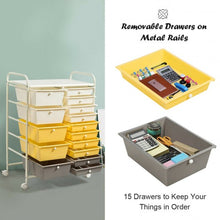 Load image into Gallery viewer, 15-Drawer Storage Rolling Organizer Cart-Yellow
