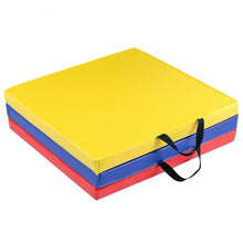 Load image into Gallery viewer, 6' x 2' Exercise Tri-Fold Gymnastics Mat w/ Carrying Handles-Multicolor
