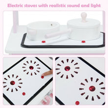 Load image into Gallery viewer, Kids Wooden Pretend Play Cooking Set with Sounds and Cookware Accessories
