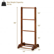 Load image into Gallery viewer, 3-Bar Acacia Wood Freestanding Bathroom Towel Rack  w/Bottom Storage Shelf-Brown
