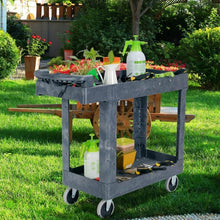Load image into Gallery viewer, Plastic Utility Service Cart 550 lbs Capacity 2 Shelves Rolling
