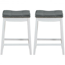 Load image into Gallery viewer, Set of 2 Nailhead Saddle Bar Stools-White
