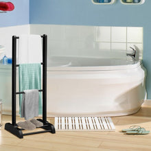 Load image into Gallery viewer, 3-Bar Acacia Wood Freestanding Bathroom Towel Rack  w/Bottom Storage Shelf-Black
