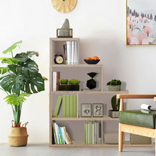 Load image into Gallery viewer, 6 Cubes Ladder Shelf Corner Bookshelf Storage Bookcase-Natural
