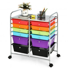 Load image into Gallery viewer, 12 Drawers Rolling Cart Storage Scrapbook Paper Organizer Bins-Deep Multicolor
