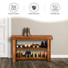 Load image into Gallery viewer, 3-Tier Wood Shoe Rack Shoe Bench Freestanding Boots Organizer
