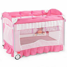 Load image into Gallery viewer, Portable Baby Playpen Crib Cradle with Carring Bag-Pink
