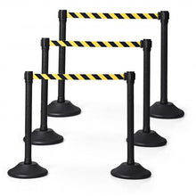 Load image into Gallery viewer, 6 Pcs Stanchion Post Crowd Control Barriers Queue Pole w/Retractable Belt-Yellow
