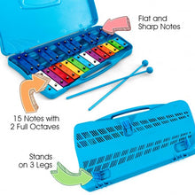 Load image into Gallery viewer, 25 Notes Kids Glockenspiel Chromatic Metal Xylophone-Blue

