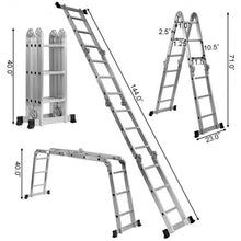 Load image into Gallery viewer, 12.5' 12-Step Multi Purpose Aluminum Folding Scaffold Ladder
