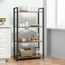 Load image into Gallery viewer, 4-Tier Rustic Bookshelf Industrial Bookcase Diaplay Shelf Storage Rack -Brown
