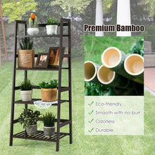 Load image into Gallery viewer, 4-Tier Bamboo Ladder Shelf-Brown
