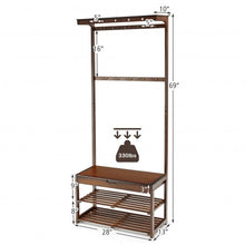 Load image into Gallery viewer, 5 In 1 Bamboo Coat Rack Shoe Bench Entryway Hall Tree with Storage Box-Coffee
