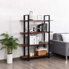 Load image into Gallery viewer, 4-Tiers Bookshelf Industrial Bookcases Metal Frame Shelf Stand
