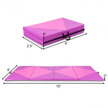 Load image into Gallery viewer, 4" x 10" x 2" Gymnastics Mat Folding Portable Exercise Aerobics Fitness-Purple
