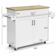 Load image into Gallery viewer, Rolling Kitchen Island Cart with Towel and Spice Rack-White
