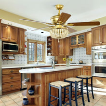 Load image into Gallery viewer, 52" Retro Ceiling Fan Light with Reversible Blades Remote Control-Golden
