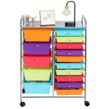 Load image into Gallery viewer, 15-Drawer Utility Rolling Organizer Cart Multi-Use Storage-Deep Multicolor
