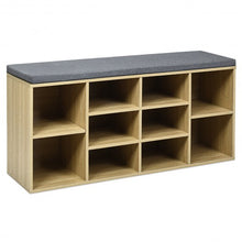 Load image into Gallery viewer, 10-Cube Organizer  Entryway Padded Shoe Storage Bench-Beige

