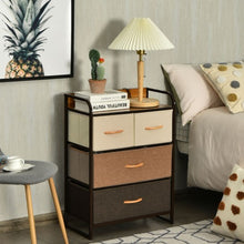 Load image into Gallery viewer, 4-Drawer Tower Steel Frame Wooden Top Dresser Storage with 3-Tier Organizer
