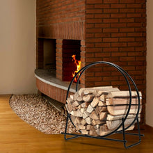 Load image into Gallery viewer, 30" Tubular Steel Log Hoop Firewood Storage Rack
