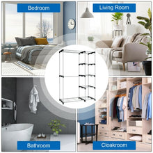 Load image into Gallery viewer, Freestanding Clothes Organizer Rack with Shelves and Hanging Rods
