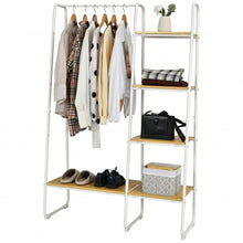 Load image into Gallery viewer, Clothes Rack Free Standing Storage Tower with Metal Frame-Natural
