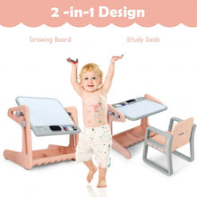 Load image into Gallery viewer, 2 in 1 Kids Easel Table and Chair Set  with Adjustable Art Painting Board-Pink
