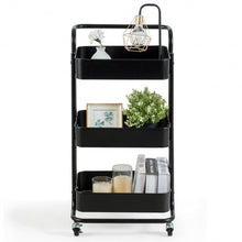 Load image into Gallery viewer, 3-Tier Metal Rolling Storage Cart Trolley 2 Brakes with Handle
