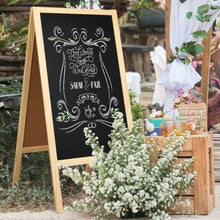 Load image into Gallery viewer, A-Frame Chalkboard Sign with Eraser &amp; Chalk-Natural
