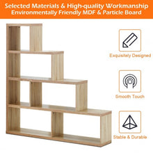 Load image into Gallery viewer, 6 Cubes Ladder Shelf Corner Bookshelf Storage Bookcase-Natural
