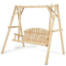Load image into Gallery viewer, Rustic Wooden Porch Swing Bench with A-Frame Stand Set
