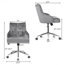 Load image into Gallery viewer, Tufted Upholstered Swivel Computer Desk Chair with Nailed Tri-Gray
