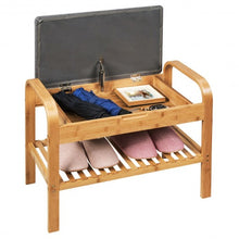 Load image into Gallery viewer, Shoe Rack Bench Bamboo with Storage Shelf -Natural
