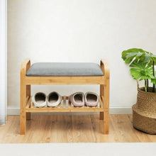 Load image into Gallery viewer, Shoe Rack Bench Bamboo with Storage Shelf -Natural
