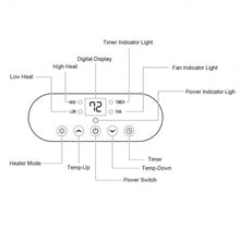 Load image into Gallery viewer, 1500 W Remote Control Portable Electric Digital Quartz Space Heater
