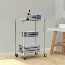 Load image into Gallery viewer, 3-Tier Utility Cart Heavy Duty Wire Rolling Cart with Handle Bar Storage Trolley
