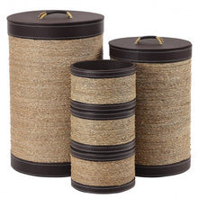 Load image into Gallery viewer, 5 pcs Round Storage Basket Seaweed Hamper Laundry Basket

