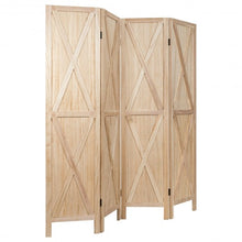 Load image into Gallery viewer, 5.6 Ft 4 Panels Folding Wooden Room Divider-Natural
