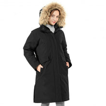 Load image into Gallery viewer, Women's Hooded Long Down Coat with Faux-fur Trim-Black-XL
