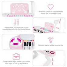 Load image into Gallery viewer, 37-key Kids Toy Keyboard Piano with Microphone-Pink
