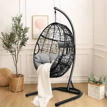 Load image into Gallery viewer, Hanging Cushioned Hammock Chair with Stand -Gray
